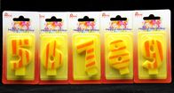 Number Birthday Candles 0-9 Yellow Candle  with Orange color Stripe Painting