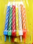 Colorful Spiral Glitter Birthday Candles For Cake Decorations No Somke SGS Approval