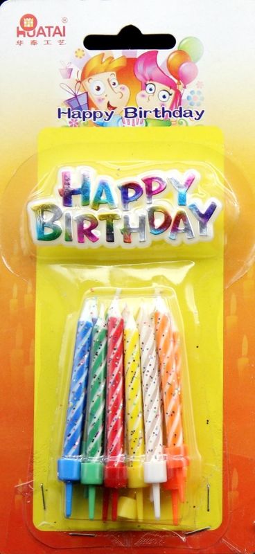 Spiral 0.5cm*6cm Glitter Birthday Cake Candles GSV Certification