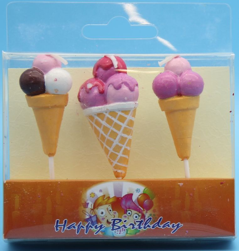 Ice Cream Shaped Birthday Candles Smokeless For Kids Festival Cake
