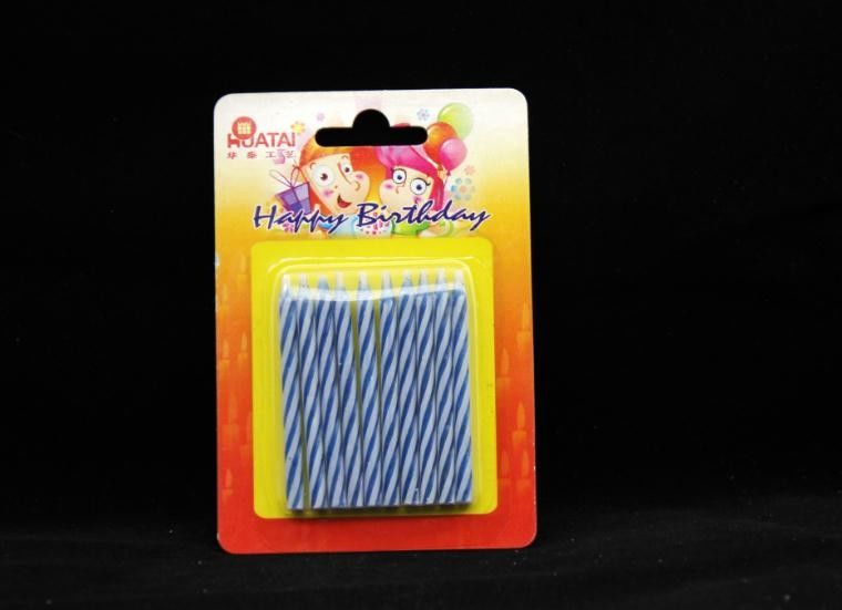 Novelty Disposable Magic Relighting Birthday Candles Blue And White Striped 10Pcs